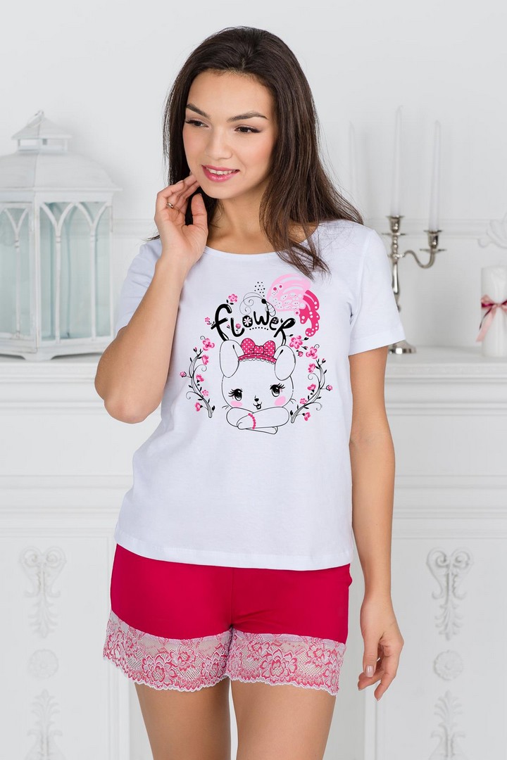 Фото товара 19677, белая футболка с зайчиком