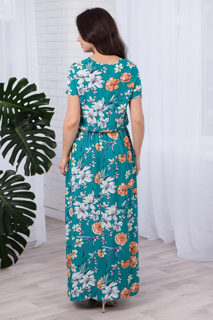 Фото товара 19709, длинное изумрудное платье