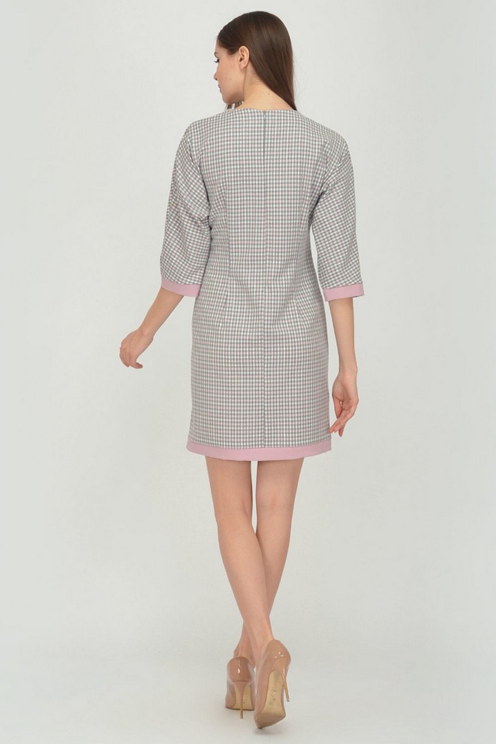 Фото товара 19745, серое платье с розовым бантом