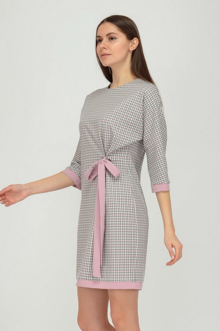 Фото товара 19746, серое платье с розовым бантом