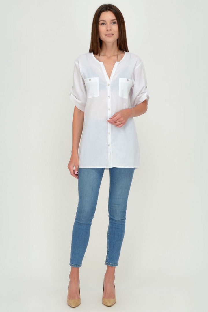 Фото товара 19752, белая хлопковая блуза