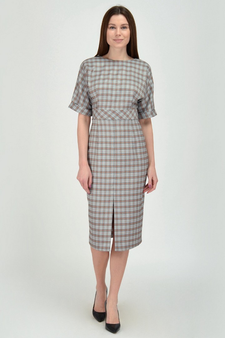 Фото товара 19780, серое платье в клетку