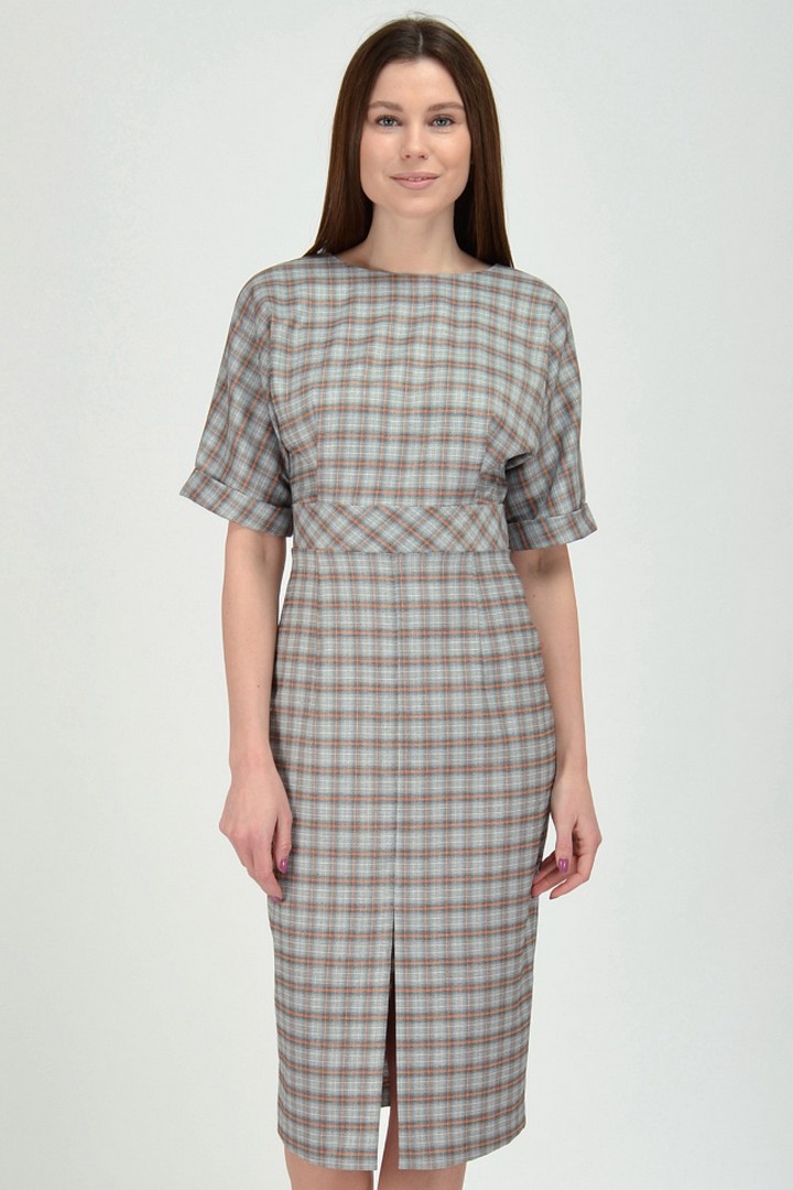 Фото товара 19782, серое платье в клетку