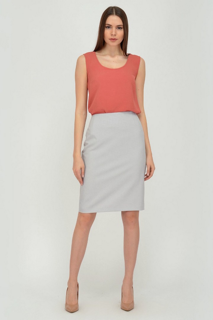 Фото товара 19784, серая прямая юбка 