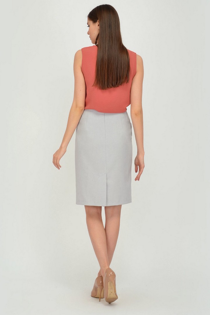 Фото товара 19785, серая прямая юбка 