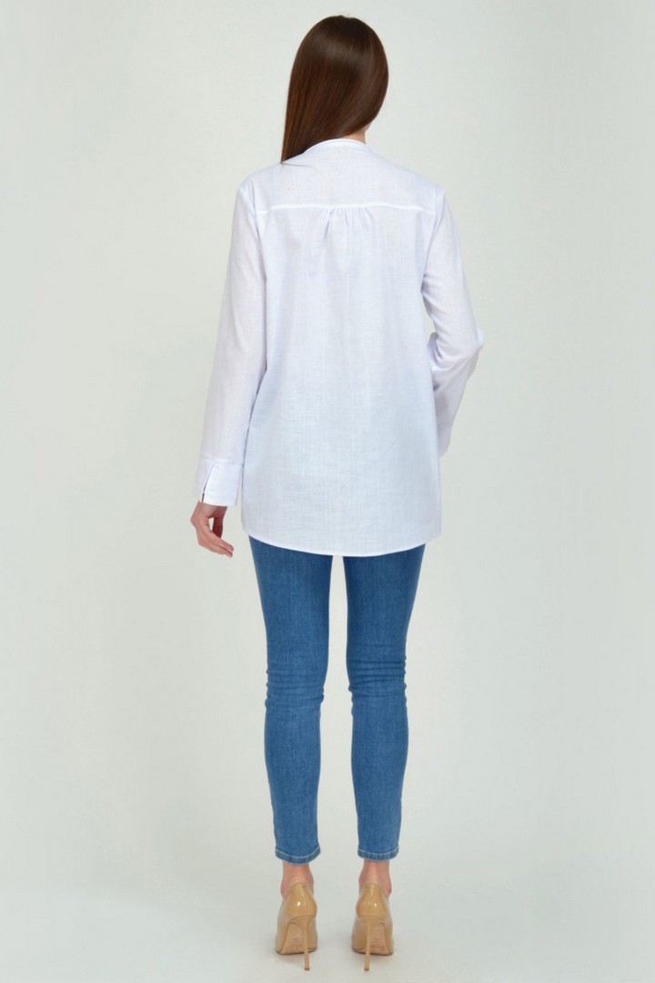 Фото товара 19821, белая льняная блузка