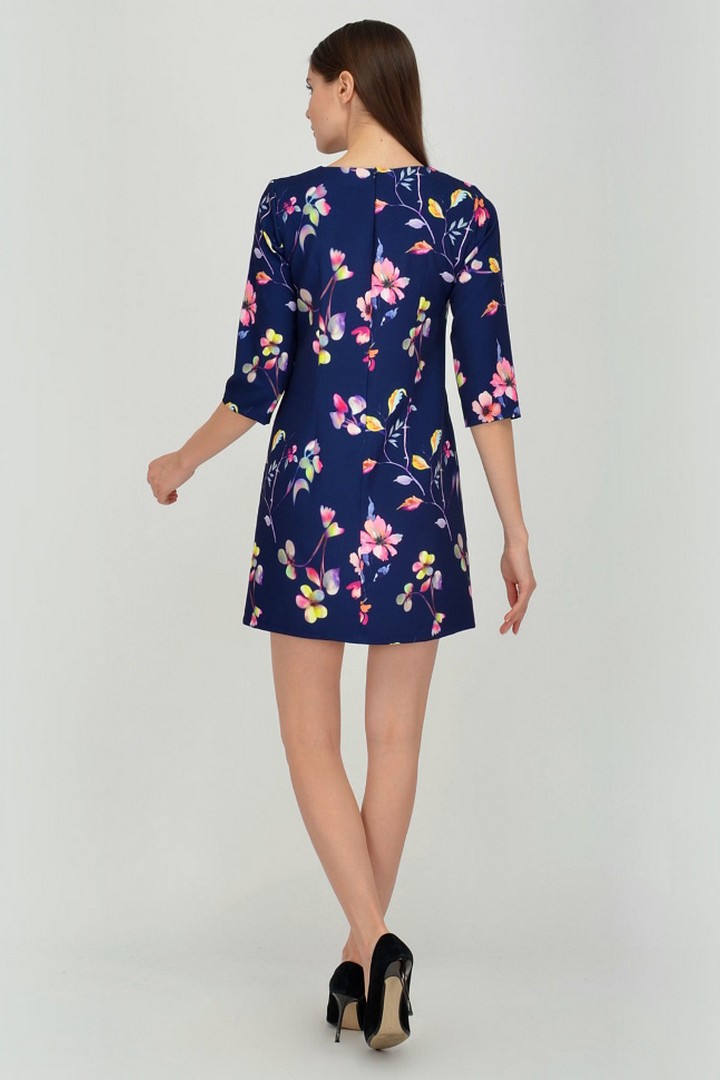 Фото товара 19853, синее платье с цветами
