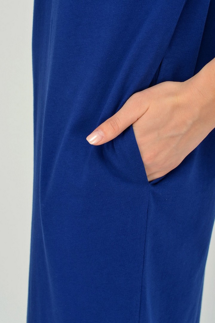 Фото товара 19859, синее трикотажное платье из хлопка