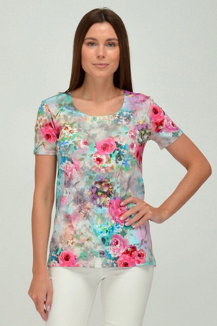 Фото товара 19920, трикотажная блузка с цветами