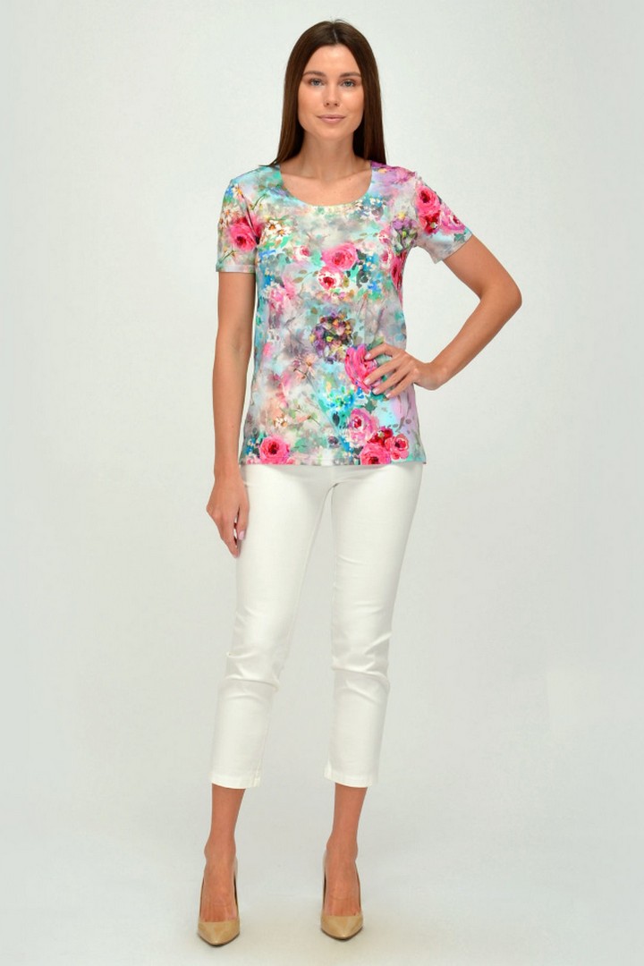 Фото товара 19923, трикотажная блузка с цветами