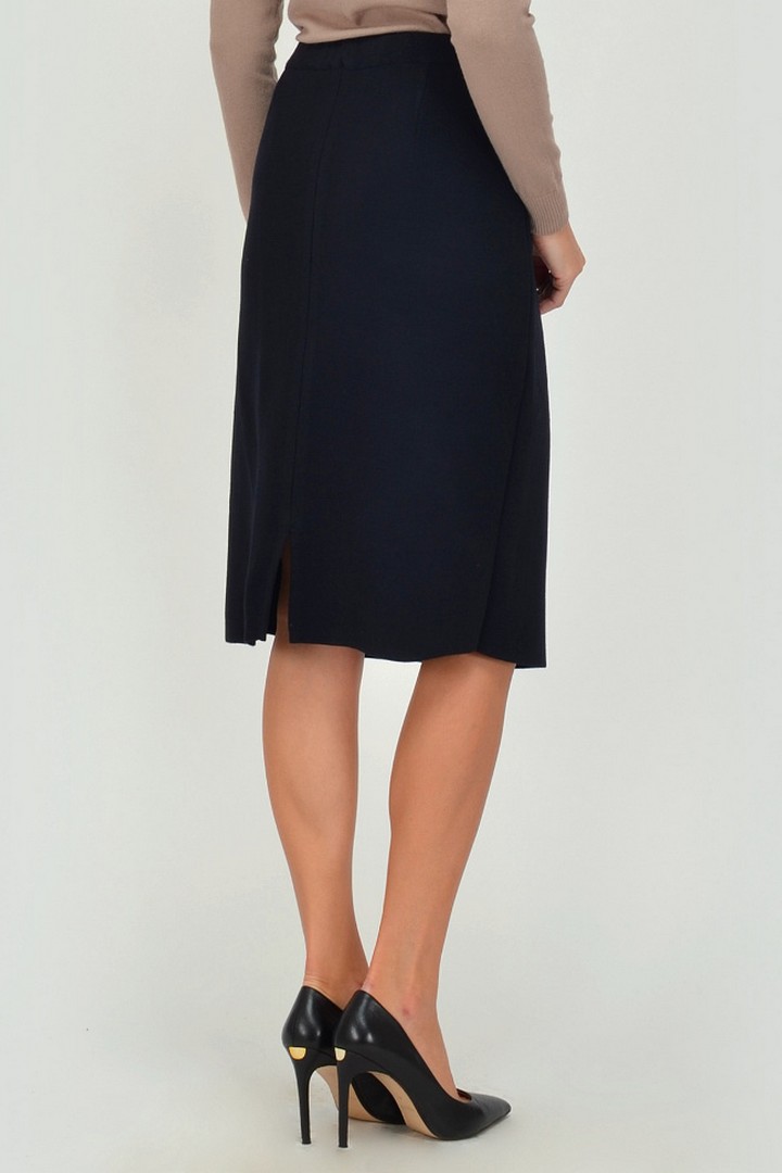 Фото товара 19945, темно-синяя трикотажная юбка