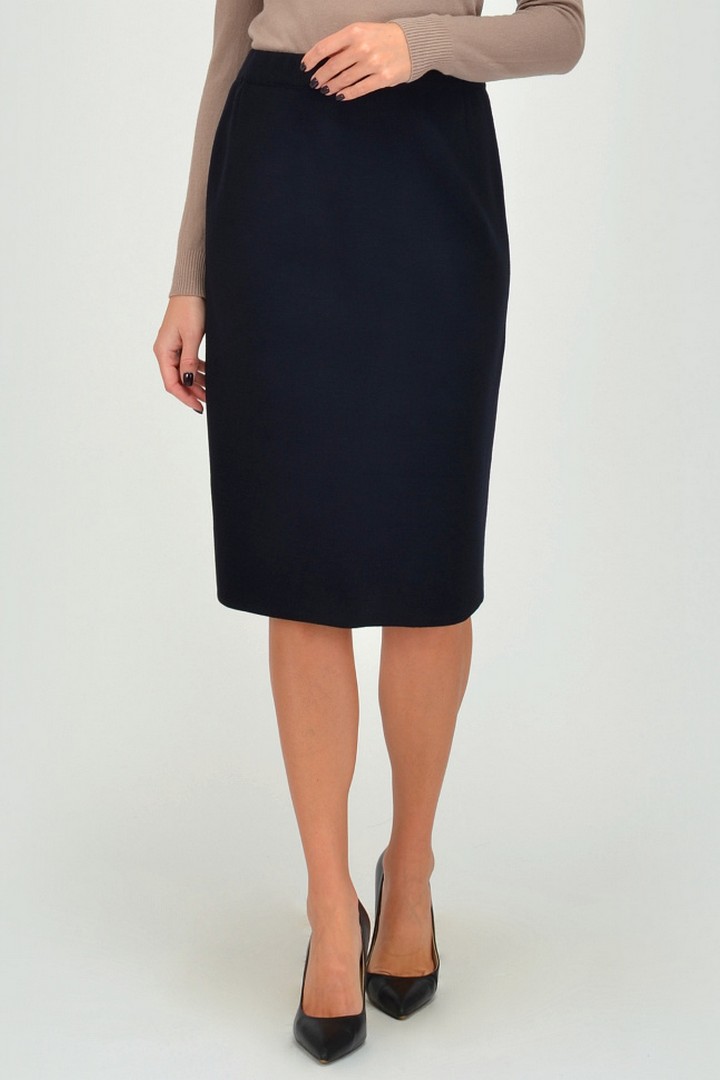 Фото товара 19946, темно-синяя трикотажная юбка