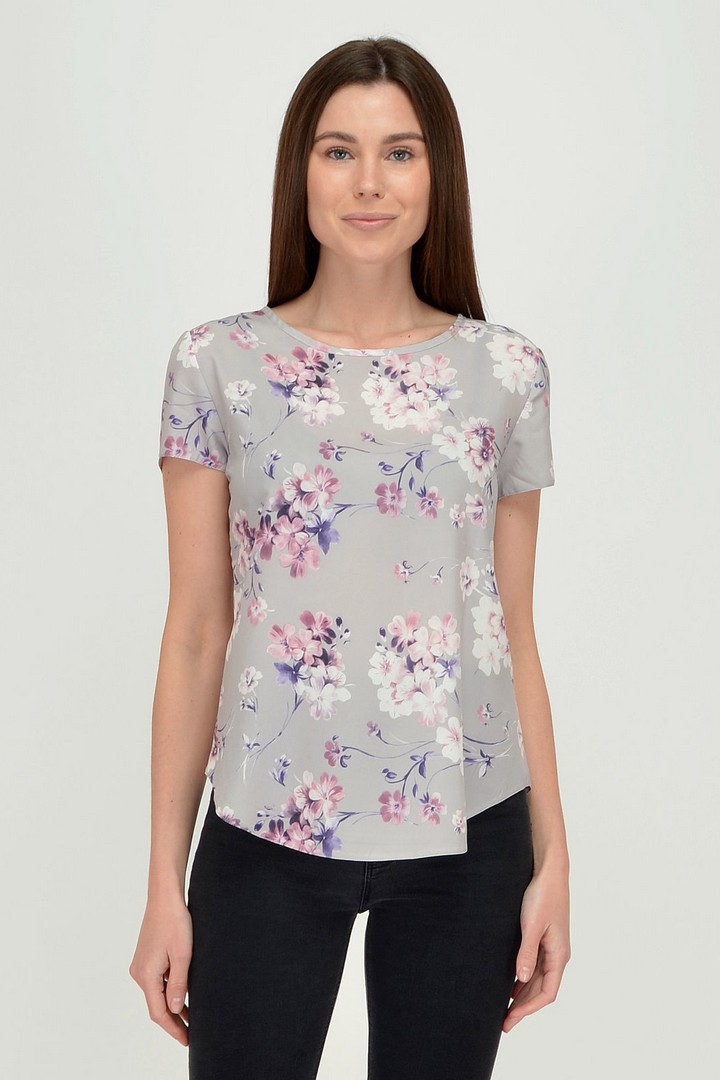 Фото товара 19976, серая блузка с цветами