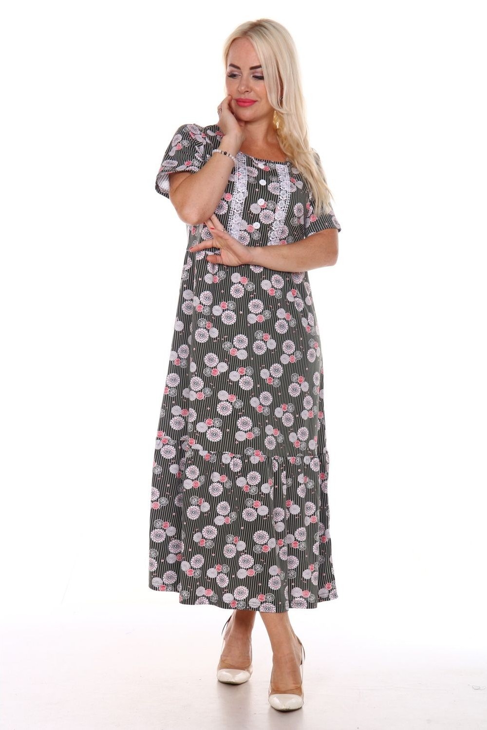 Фото товара 20619, длинное хлопковое платье