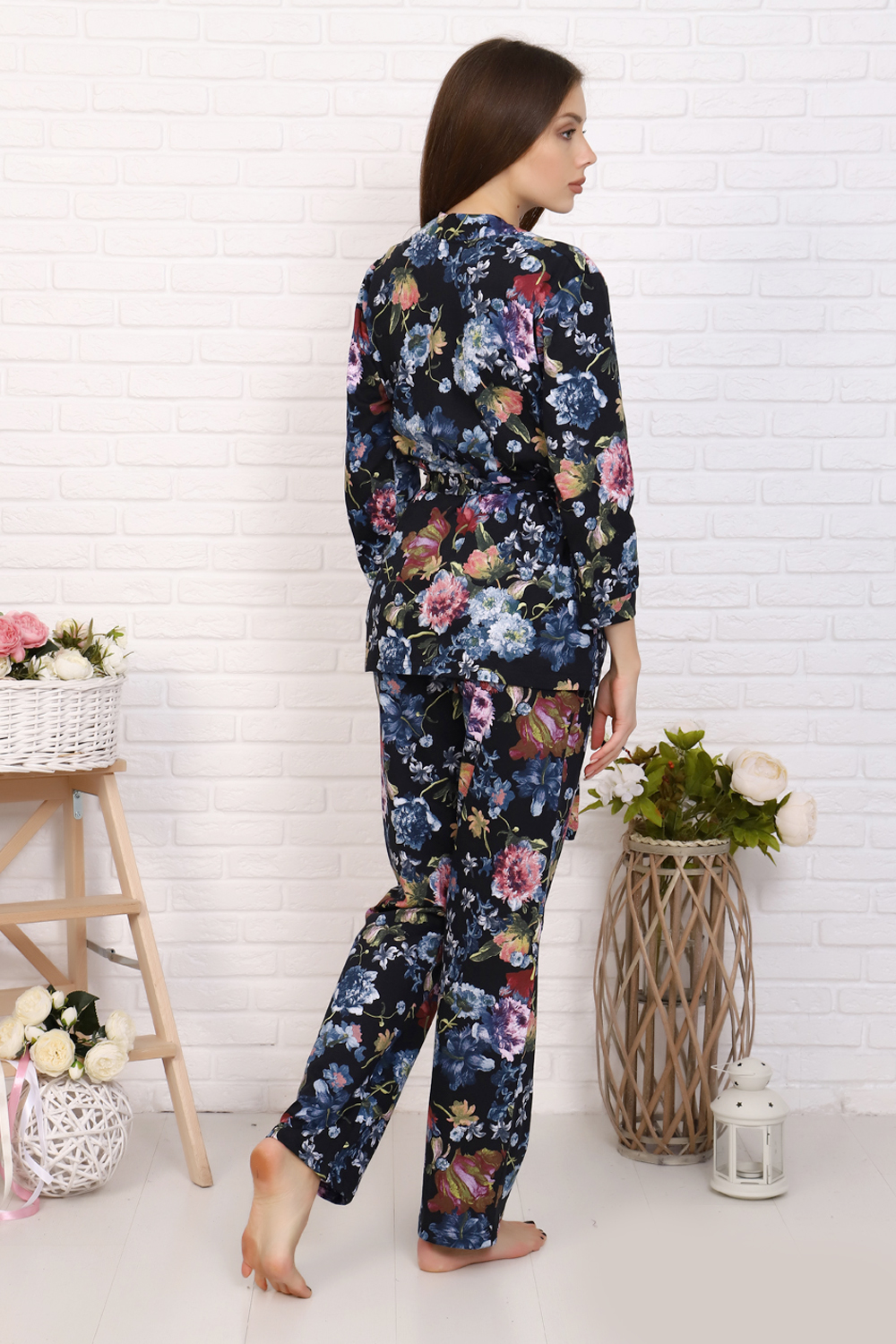 Фото товара 20678, комплект домашний: брюки, топ и жакет